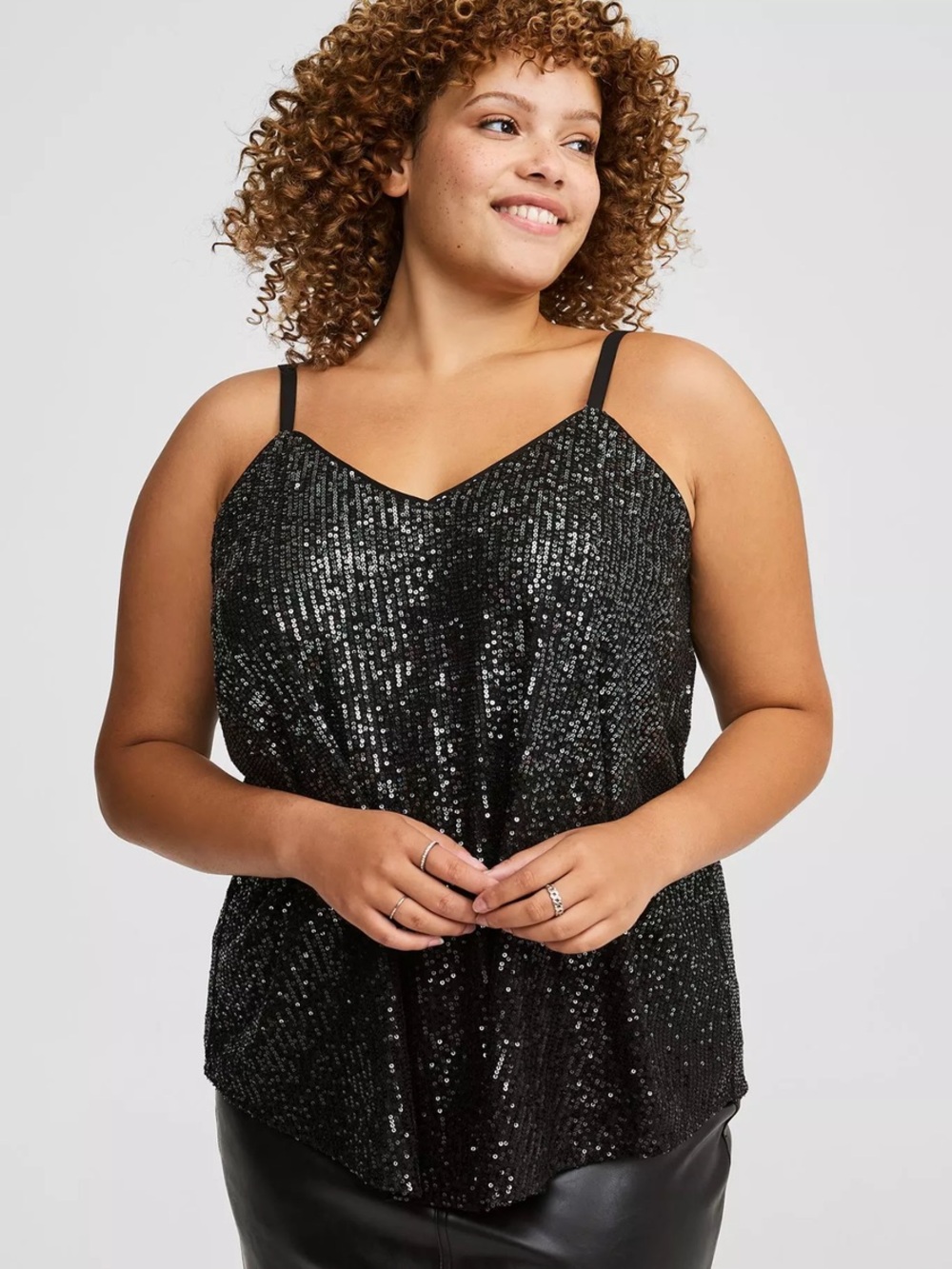 Womens Torrid Sophie Sequin Ombre Swing Cami Black Size M/L NWT